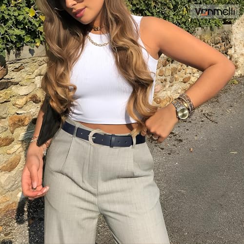 VONMELLI Women Leather Belt for Pants Jeans Dresses Ladies Belts with Fashion Gold Silver Buckle2