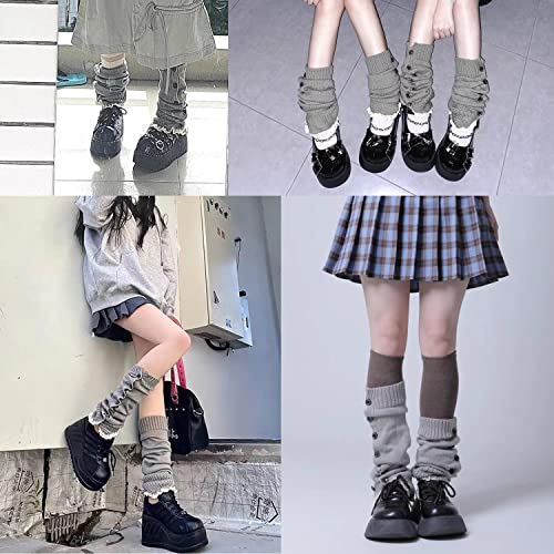 Image of Leg Warmers Harajuku with Lace Button Knit Harajuku Japanese Style Kawaii Lolita Gothic Flared and Loose Fit