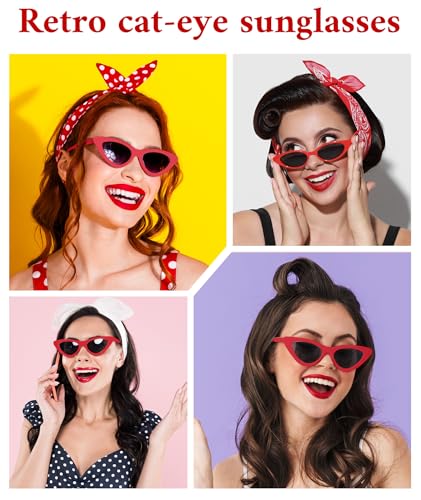 PLULON Vintage Narrow Cat Eye Sunglasses Women Men Sun Glasses Retro Cateye Boys Girls Birthday Summer Beach Pool Party2