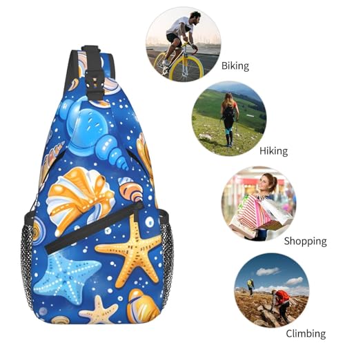 Mochila tipo sling con diseño de estrella de mar para hombre y mujer miniatura 6