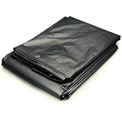 NMK Nets Tarpaulin Waterproof 160 GSM Heavy Duty Rain Cover Sheet Camping Tent, 23x23 ft (Black)