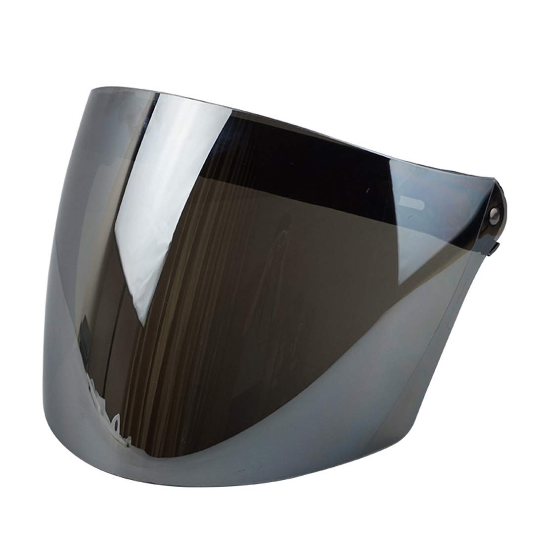 Universal 3-Snap Flip Up Visor Shield Lens for Retro Open Face Motorcycle Helmet(Chrome Silver)