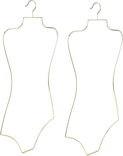 Miniatura 3 de Perchas de lencería (tamaño grande) 10 piezas de alambre en forma de cuerpo perchas doradas para bikini o traje de baño