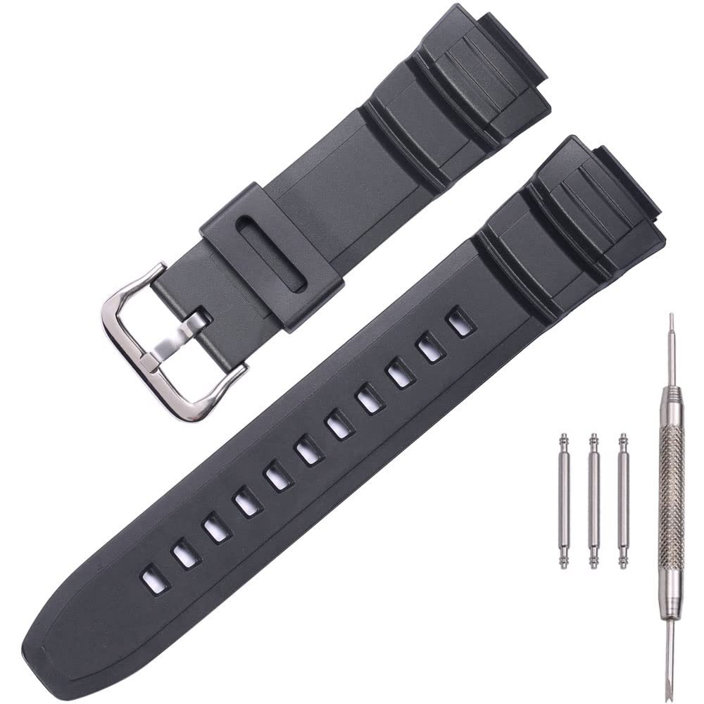 MCXGL Men's Sports Resin strap Replacement for Caiso mcw100h-4av MCW100h MCW-110H HDD-S100 W-S220 watch band (Stainless steel silver buckle)
