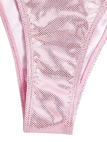 Verdusa Women's 2 Piece Bathing Suit Glitter Triangle Top Tie Side Thong Bikini Swimsuits4