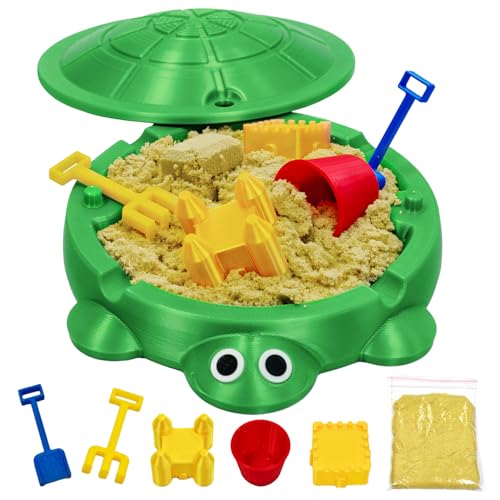 Estairkas Mini Turtle Sandbox Zen Garden for Desk, Desktop Sandbox on The Go Stress Relief, Mini Desk Zen Sand Garden Kit with Lid, Funny Coworker Birthday Valentine - Day Gifts Idea