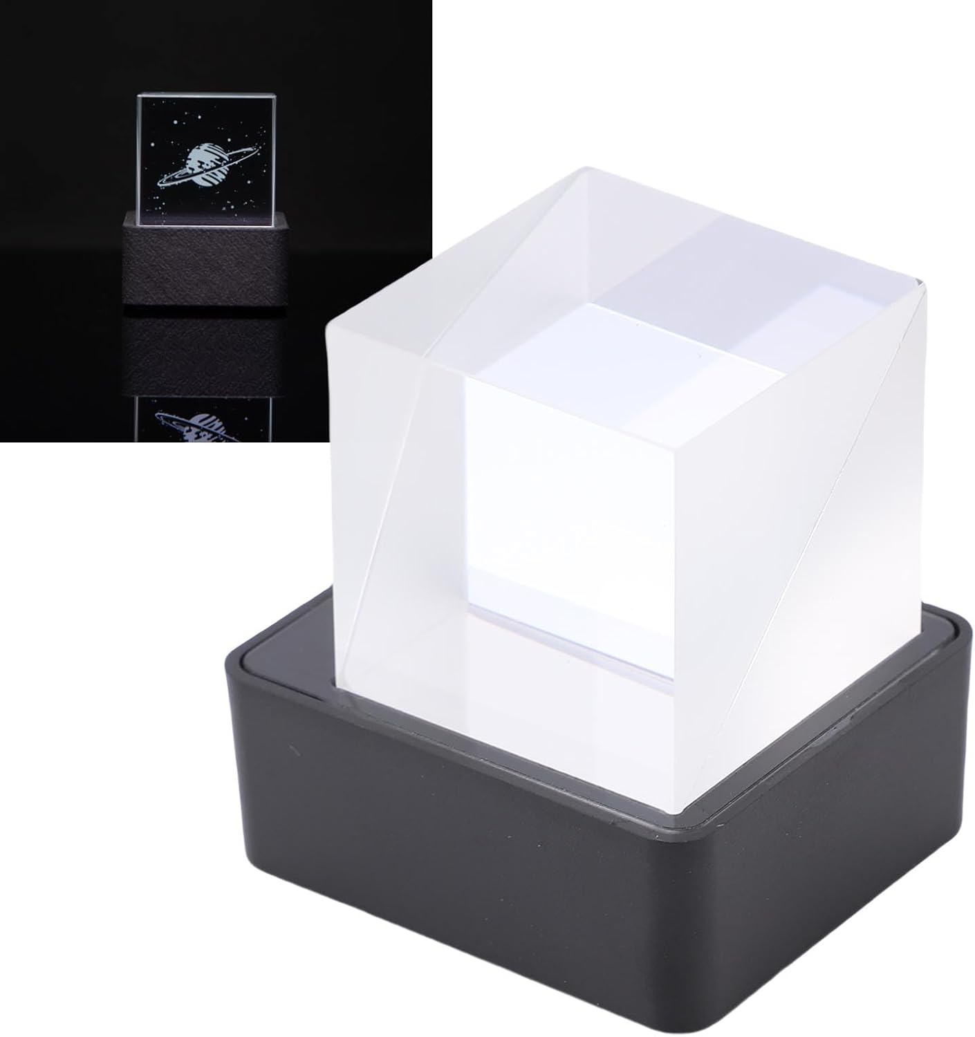 FOSA LED Holographic Crystal 3D Photo Display, with GIF Animations, Electronic Image Album Player, Smart Weather Digital Clock, for Home or Office, for Desktop Car Dcor