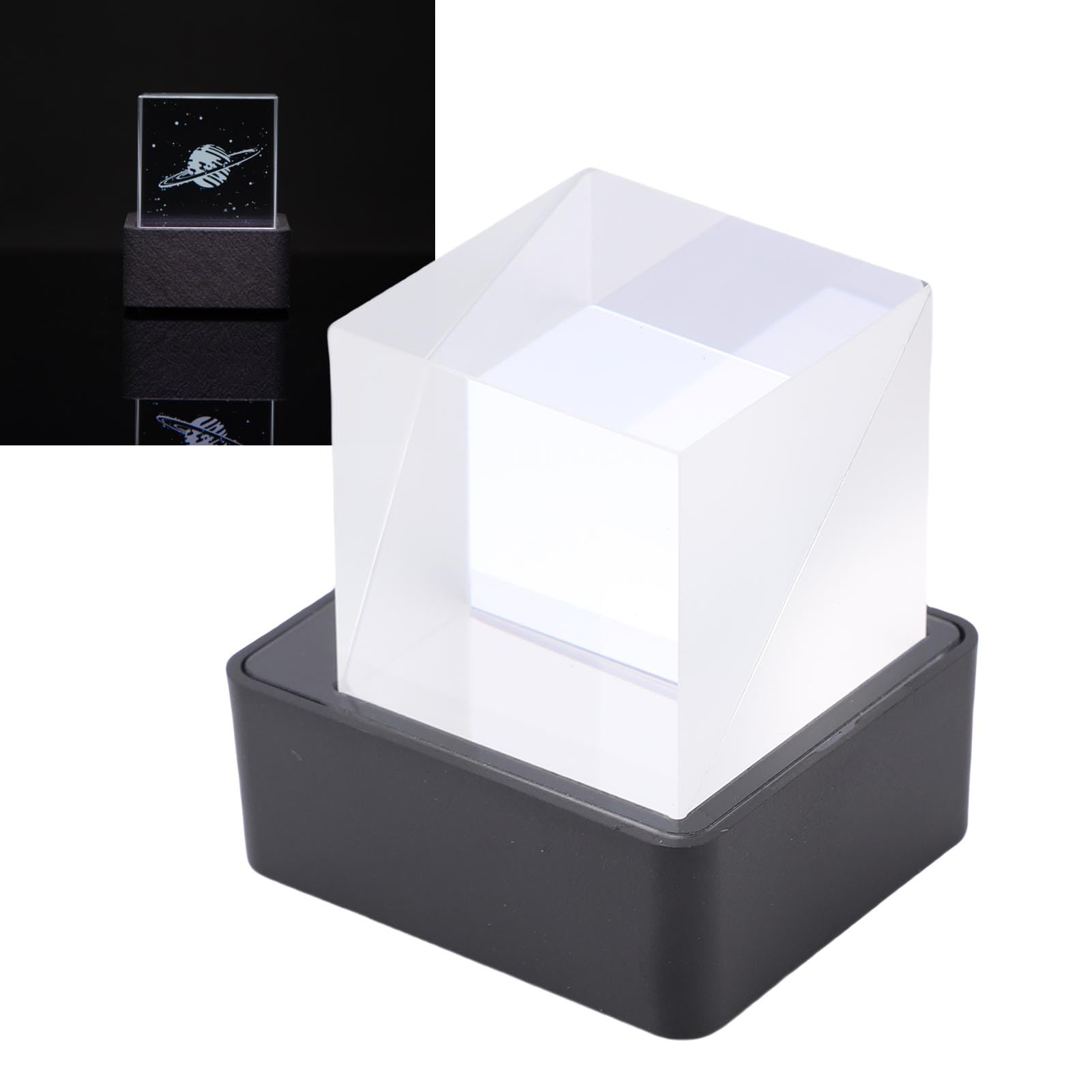 Asixxsix Holograficzna Kryształowa Kostka LED, Wyświetlacz zdjęć 3D Inteligentna Stacja Pogodowa Zegar Cyfrowy z animacją GIF i Elektronicznym Odtwarzaczem Albumów ze Zdjęciami