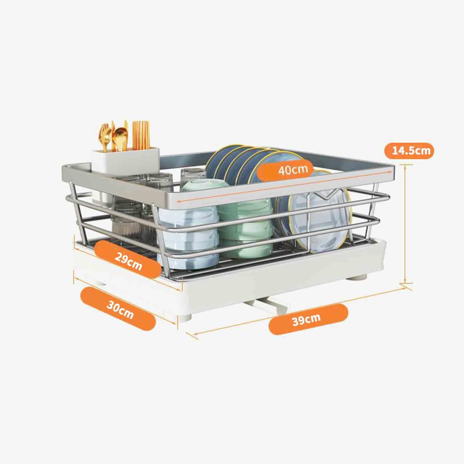 Escurridor de platos de acero inoxidable con bandeja de drenaje para fregadero de cactos, soporte automático para cubiertos de drenaje que ahorra espacio, accesorio de cocina para un fácil secado