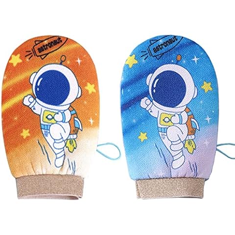 2Pcs Baby Bath Mitt Washcloths Gloves - Child Cute Astronaut Theme Bath Glove, Baby Wash Mitt Gift for Kids Cover