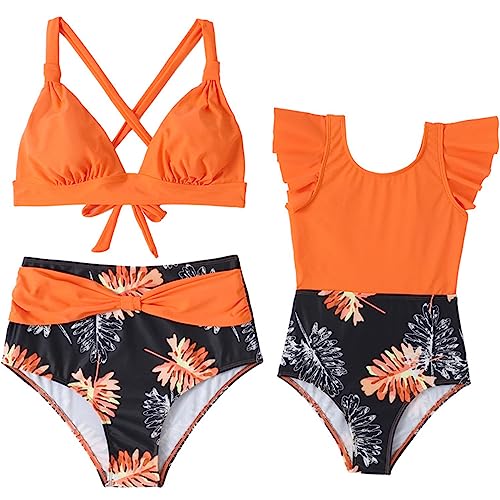 Mommy and Daughter Swimsuits Family Matching Two Piece Adjustable Shoulder Straps Bikini Sets Beachwear Bathing Suits