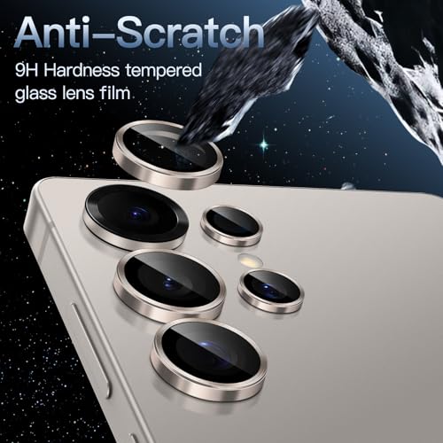 Image of JETech Camera Lens Protector for Samsung Galaxy S25 Ultra 5G, 9H Tempered Glass Metal Individual Ring Cover, Easy Installation Tray, HD Clear, 1 Set (Titanium Gray)