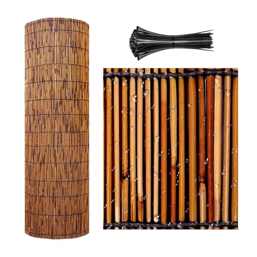 Valla De Cañas Exterior Valla Bambú Natural Rollo de caña de bambú 50-160cm De Alto Valla Madera Jardin Mimbre Ocultacion Para Piscina Terraza Patio Robusta Y Recta Fácil De Instalar(H50xL400cm)