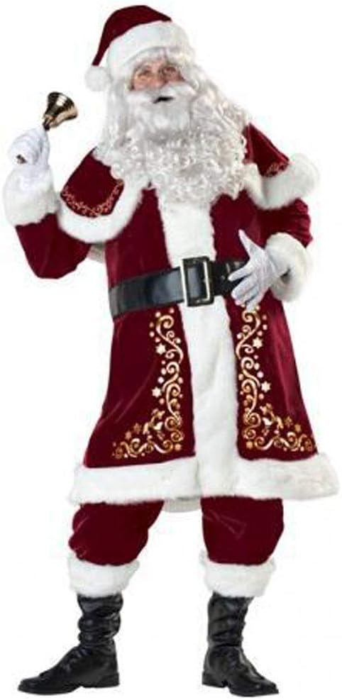 KJHSDNNAdult Santa Claus Costume Men Women Father Christmas Suit Fancy Dress Outfit