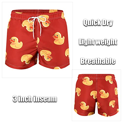 Men's Duck Swim Trunks Bathing Suits Swimming Shorts with Mesh Liner2