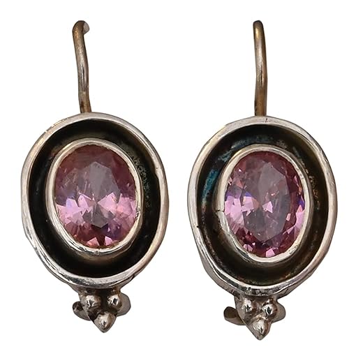 925-92.5 Sterling Silver Pink Cubic Zirconia Stone Dangle & Drop Earring For Womens And Girls (Pink)