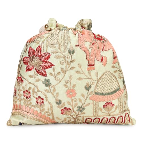 Image of LONGING TO BUY Indian Ethnic Pearls & Sequence Potli Bag for Women, Wedding Potli Bag and For Ethnic Wear
