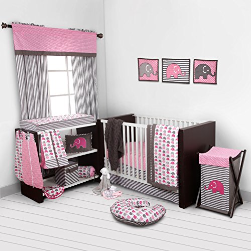 Bacati - Elephants Pink/Grey Elephants Mini Changing Pad Cover #TOP2