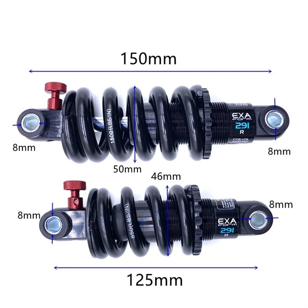 Amortisseur VTT Amortisseur arrière 291 R Suspension réglable Spring Ressaillage MTB Bike 125 150 165 Scooter électrique 190 mm