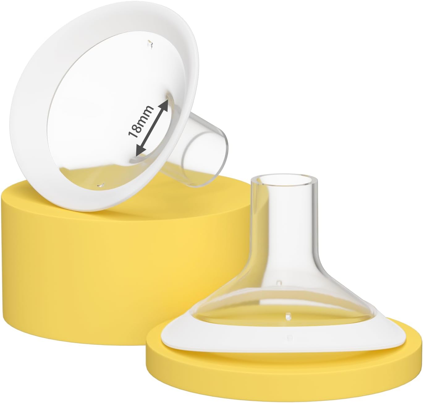 2 Pack 18mm Oval Flanges with Soft Flexible Rim and 105° Wide Angle, Breast Pump Shields Flanges for Medela Pump in Style, Symphony, Freestyle, Sonata, Maxflow and Lansinoh Signature Pro Breast Pumps