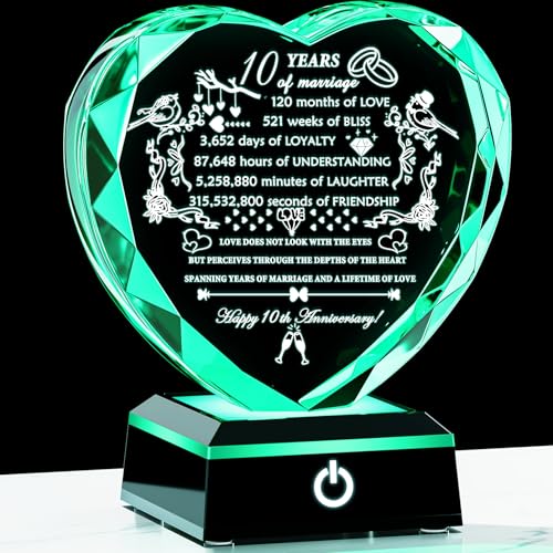 YWHL 10th Anniversary Crystal Gifts with Colorful LED Base Laser
