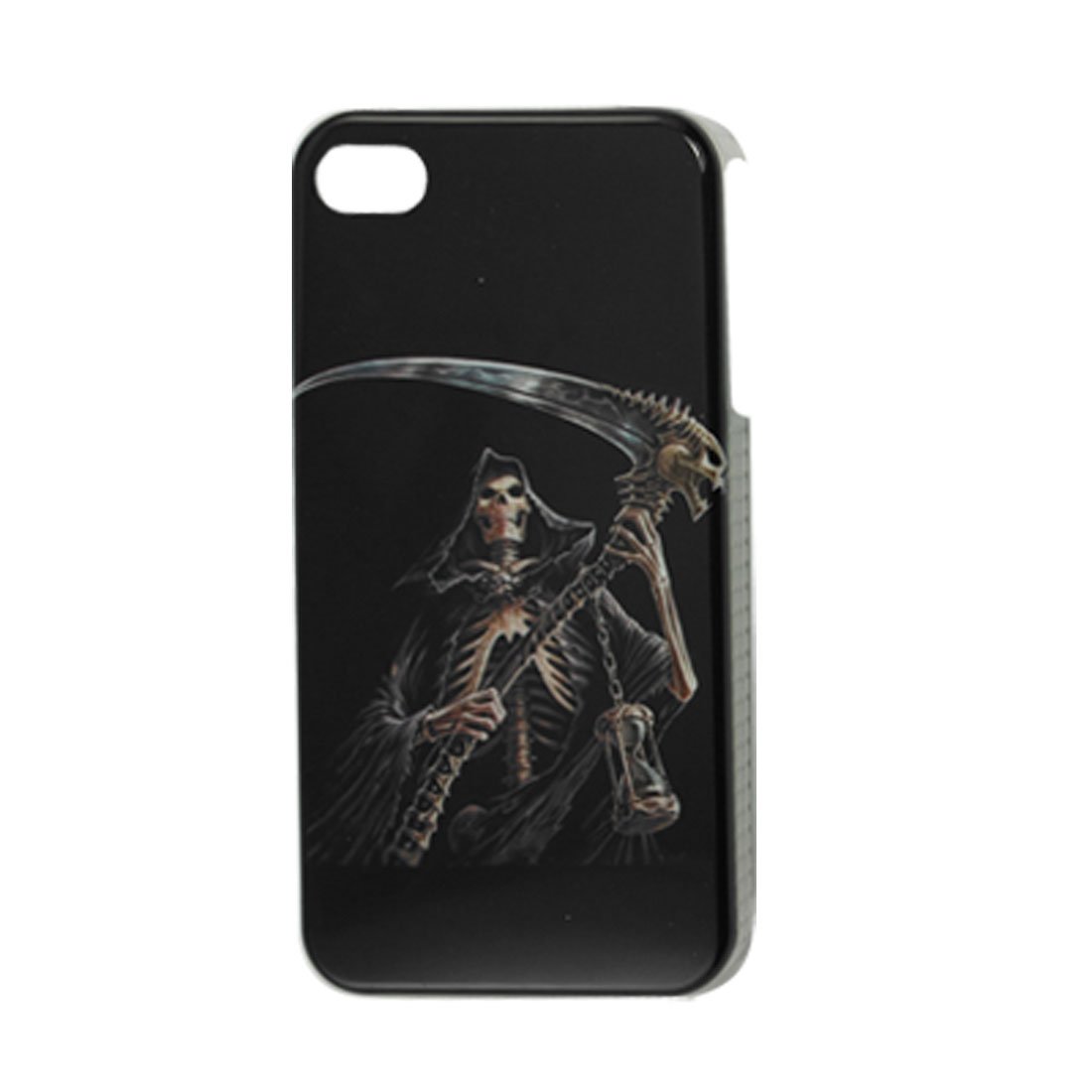 Ruilogod Gray Skeleton Print Black Hard Plastic IMD Back Case for 4 4G 4S
