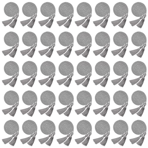 40 Pack Graduation Honor Cord Yarn Honor Cords with Tassel for High School Bachelor Gown College Graduation (Silver)