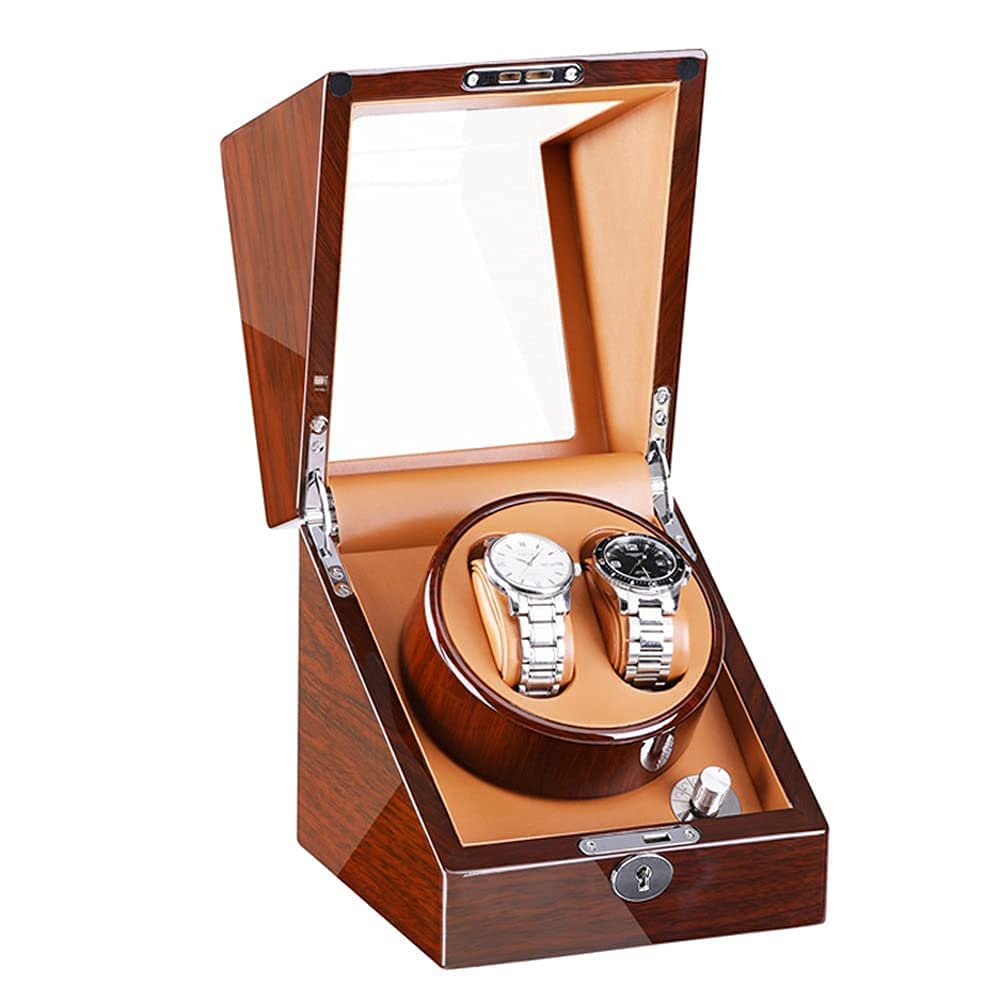 QUSYZD Watch Winder Automatic Watch Winder Box Case with Quiet Motor 5 Rotation Modes for Most Wrist Watches Battery Powered Or AC Adapter Watch Winder,E-A