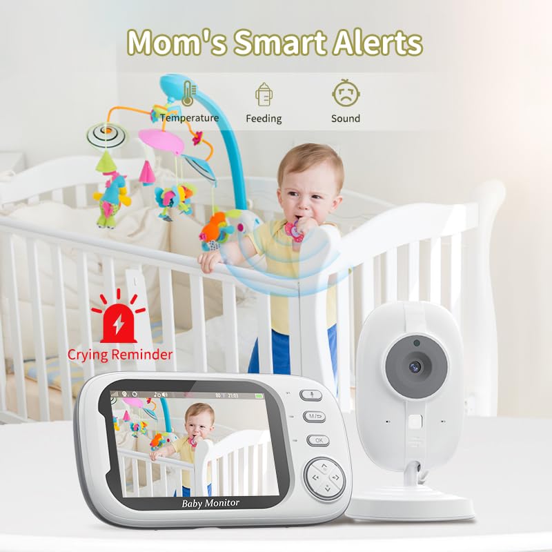 Image of No WiFi Baby Monitor Video Camera with Audio, Night Vision, VOX, 2-Way Talk, Lullabies
