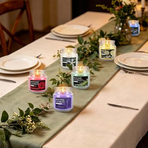 Image of 12 Pack Scented Candles Set - 3.5oz Soy Wax Aromatherapy Candles with 6 Fragrances, Long Burning Glass Jar Candles for Home Bedroom Kitchen Bathroom Dining, Gift Set for Women Men