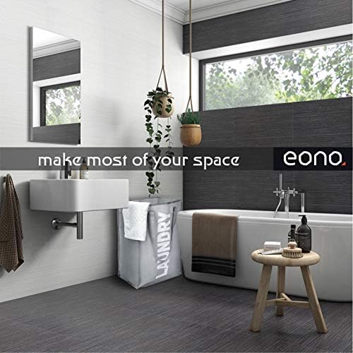 Amazon Brand  Eono Single Laundry Bag, Large Foldable Laundry Basket, Collapisable Laundry Hamper, Folding Washing Storage Bin-Grey
