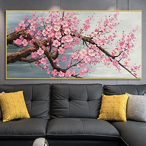 Peinture sur toile paysage floral blooming peach blossom grand format art mural haut de gamme