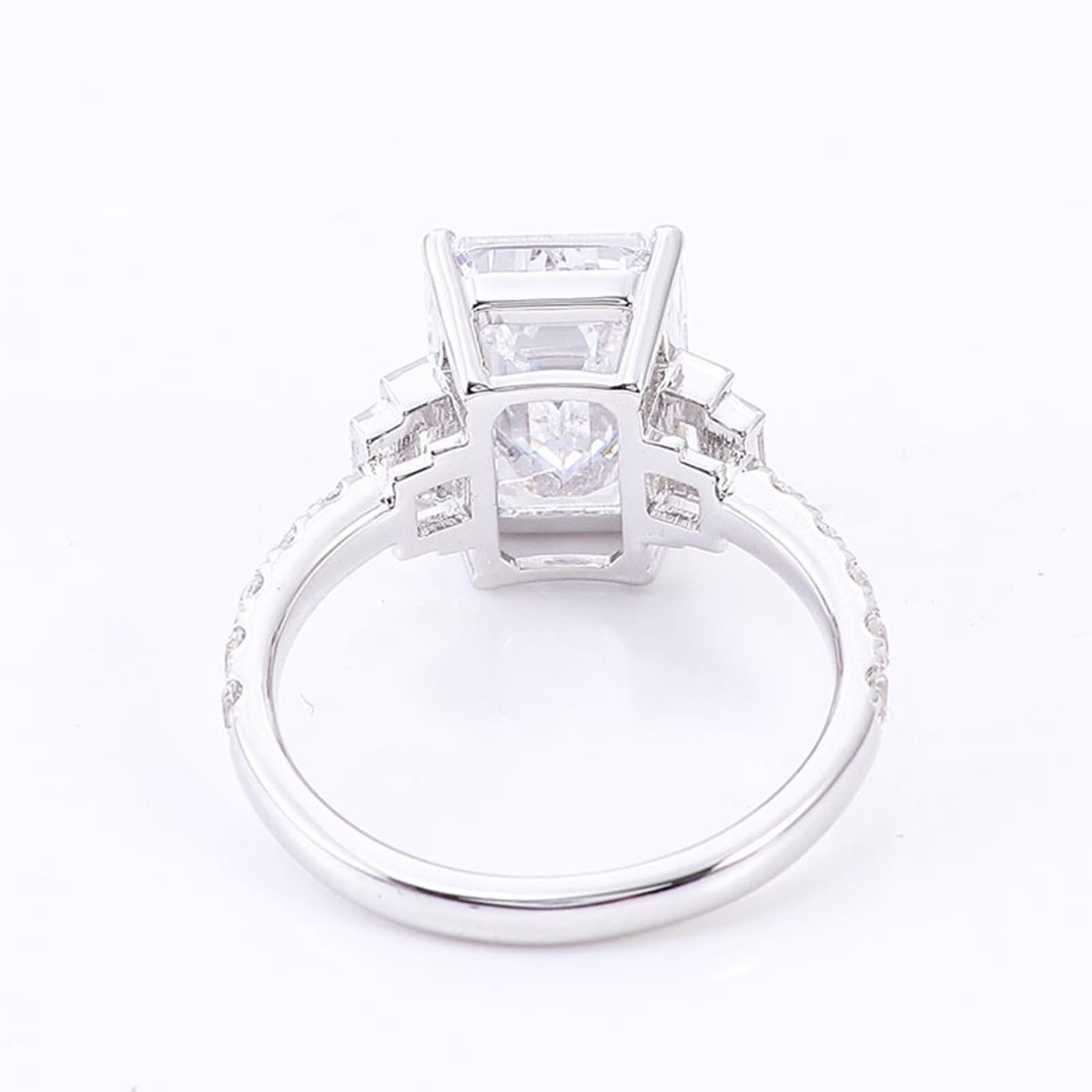 Wycian Verlobungsring Unique, Hochzeitsringe Weißsgold 18K Moissanit 1Ct Smaragdschliff Weiß Npassbar Für Valentinstag Damenring Hochzeit