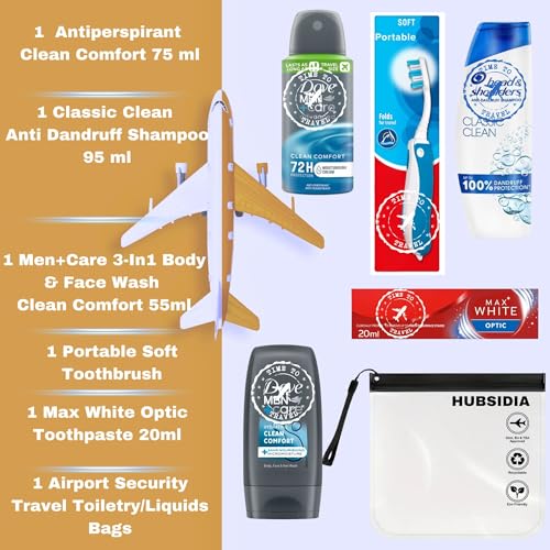 Travel Size Toiletries Essentials Set for Men, Holiday Mini Travel Toiletries Set, All In A Hubsidia Airport Approved Travel Bag - Image 3