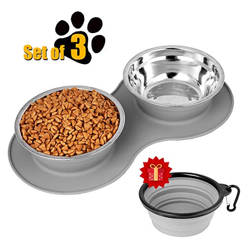 MyAvenue-Dog Food Bowl & Cat Bowls Non Skid, Stainless Steel Dog Bowls No