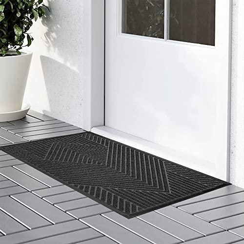 Hilivesvalue Door Mat Black, Welcome Doormat, Non-Slip Doormat For Entryway Low-Profile Floor Mat For Yard, Garage, High Traffic Areas Easy To Clean Entry Mat For Outdoor And Indoor Uses (17.7*29.5In) #TOP5