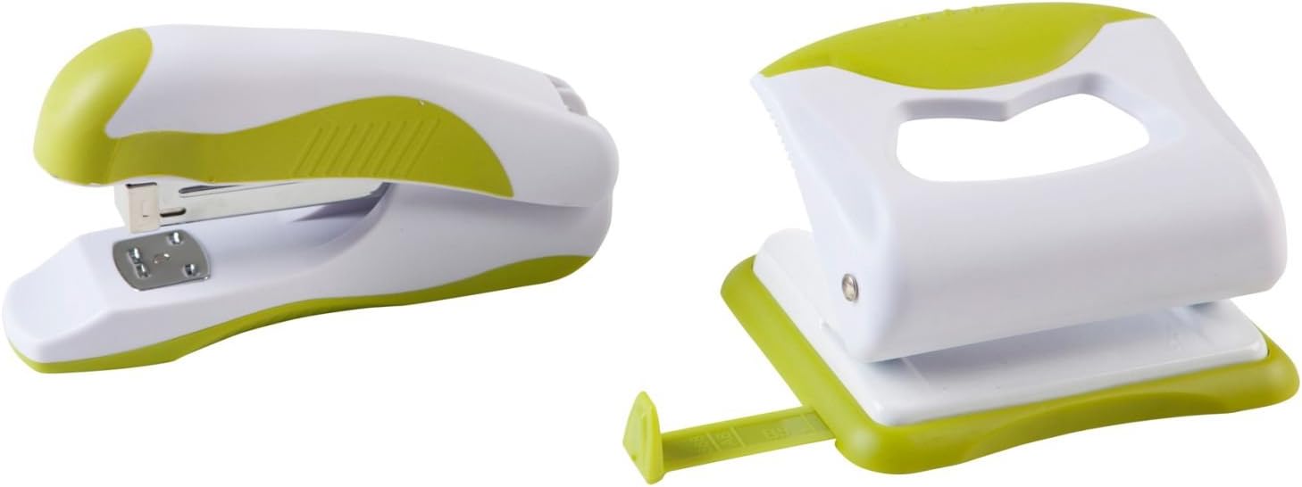 Idena 300836 Hole Punch and Stapler Set White/Green