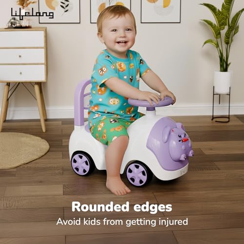 Image of Lifelong Bunny Manual Push Ride-On Toy Car with Back Support for Boys & Girls 1-4 Years, Distraction-Free, Non-Musical, Easy Installation, 50kg Capacity, Steering Wheel, Storage, Indoor Outdoor Fun