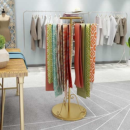 XCHSXYL Expositor de Bufandas Redondo Giratorio, Estante metálico de pie, Organizador de Ropa de Calidad Comercial, para Tiendas minoristas y hogar, 70 cm/30 estantes