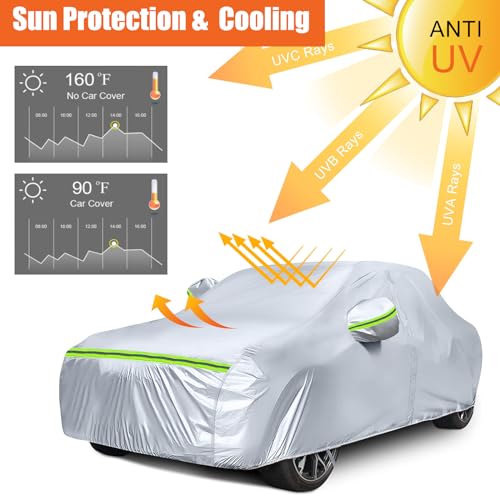 Autoabdeckung Passend für Kia Picanto 2003-2024, wasserdichte Vollgarage Autoplane mit Reißverschlusstür und Entlüften für Schnee, Regen, Allwetterschutz