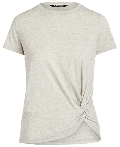 Lauren Ralph Lauren Women's Twisted Knot Cotton-Blend T-Shirt (Grey Heather, Medium) #TOP4