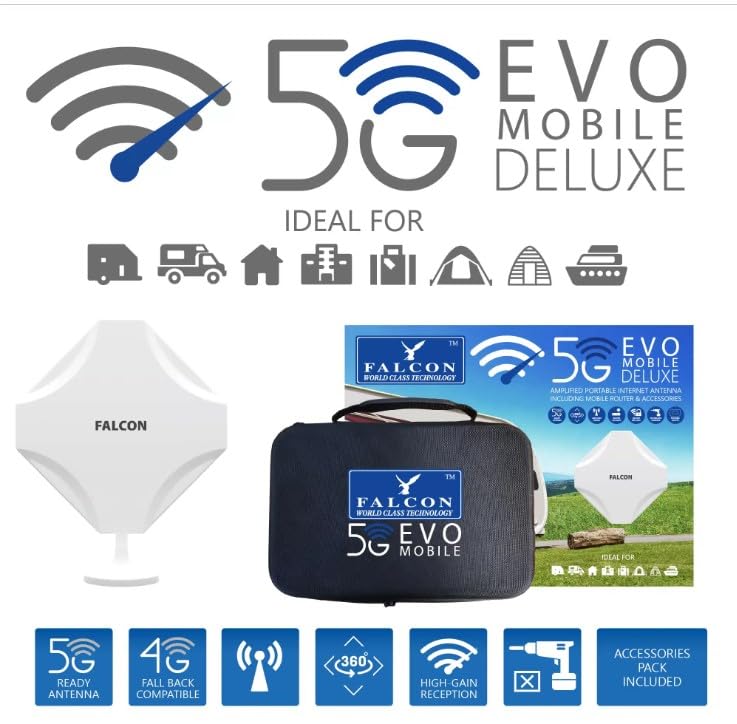 Falcon EVO Mobile Deluxe - Antenna Amplificata Portatile 5G + Accessori - No Router