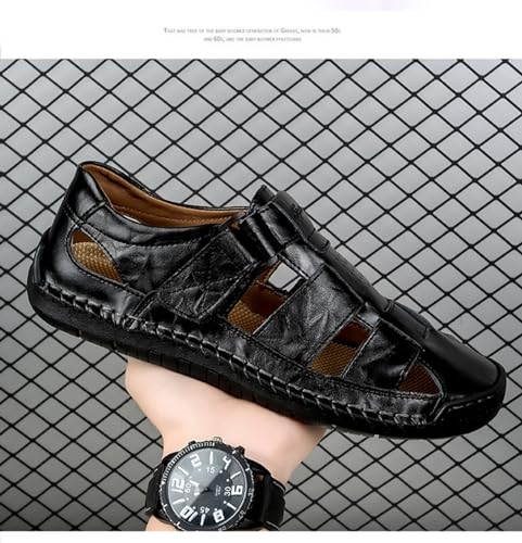 Myallfeet Men's Business Leather Outdoor Beach Sandals Comfortable Hand Sewn Breathable Casual Sandals Summer Outdoor Walking Sandals3