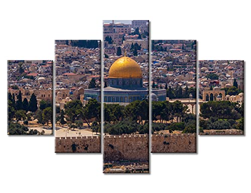 Toile Jérusalem Mosque Al-aqsa 5 pièces TUMOVO tableau salon 152x102cm