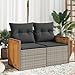 IKAYAA Divanetto da Esterno 2 Posti con Contenitore Divano da Giardino Salotto da Giardino in Polyrattan con Cuscini per Seduta e Schienale-Grigio-con Contenitore immagine