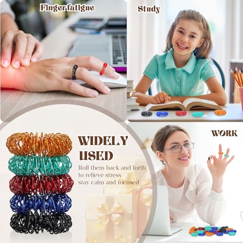 Image of Blulu 30 Pieces Acupressure Rings Spiky Sensory Rings for Fingers Stress Relief Fidget Sensory Massager for Teens Adults (Fresh Colors)