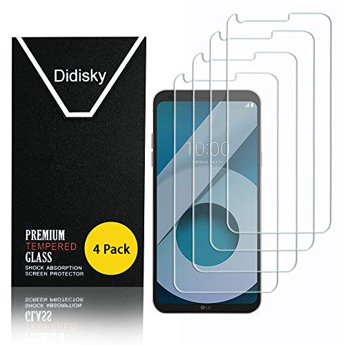 Didisky Cristal Templado Protector de Pantalla para LG Q6 / LG Q6 Plus/LG Q6+, [Toque Suave] Fácil de Limpiar,9H Dureza, Fácil de Instalar, [4-Unidades]