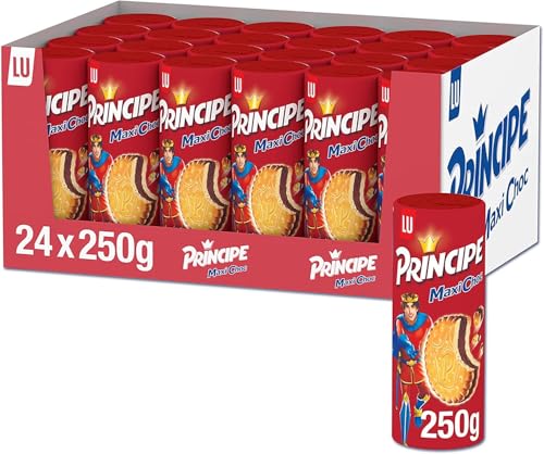 Príncipe Maxi Choc, Galletas Sándwich Rellenas de Doble Crema de Chocolate con Leche, 24 x 250g