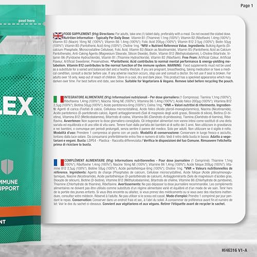 Vitamin B Komplex Hochdosiert | Alle 8 B-Vitamine: B1, B2, B3, B5, B6, B7, B9 und B12 | 1 Jahr Vorrat - 365 Vegane Tabletten | von Horbaach