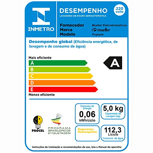 Tanquinho/Máquina de Lavar Mueller Poptank 5kg 220V Preto